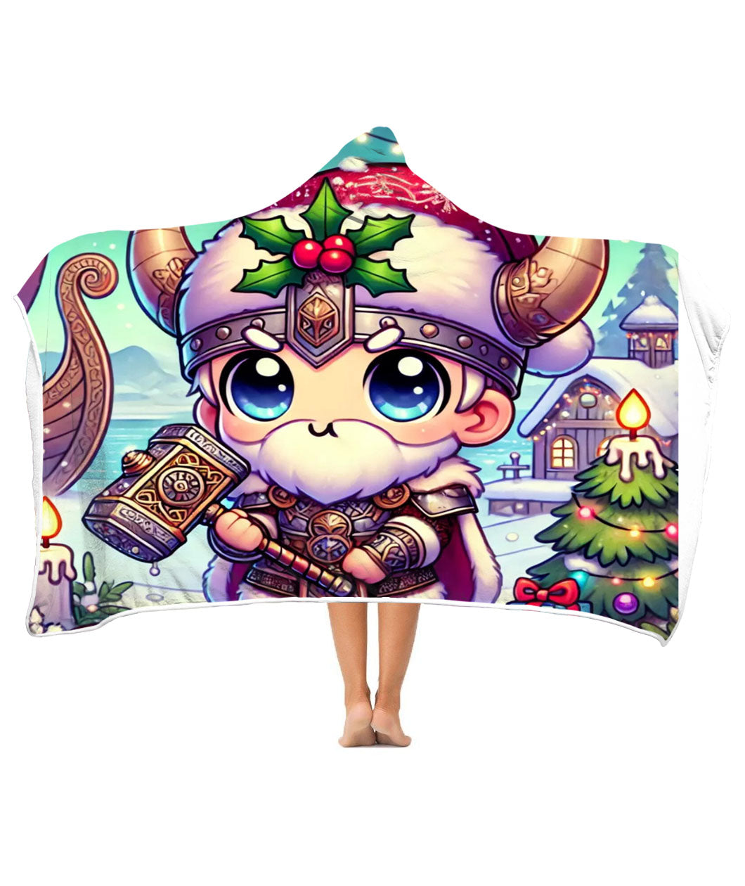 "Yuletide Viking Warrior Hooded Blanket"

